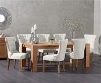 Sheringham 200cm Solid Oak Dining Table with 6 Natural Clara Chairs