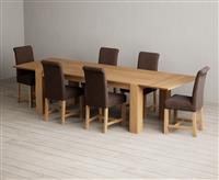 Sheringham 200cm Solid Oak Dining Table with Sheringham Oak Extensions (Pair) with 10 Grey Scroll Back Chairs