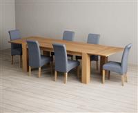 Sheringham 200cm Solid Oak Dining Table with Sheringham Oak Extensions (Pair) with 6 Grey Scroll Back Chairs