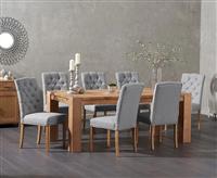 Sheringham 200cm Solid Oak Dining Table with 8 Grey Isabella Chairs