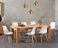 Sheringham 200cm Solid Oak Dining Table with 6 White Orson Chairs