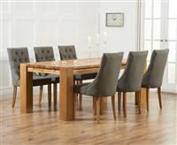 Sheringham 200cm Solid Oak Dining Table with 8 Grey Beatrix Chairs