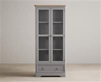 Felton Oak and Light Grey Painted Glazed Display Cabinet