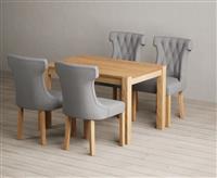 Thetford 120cm Oak Dining Table with 4 Natural Clara Chairs