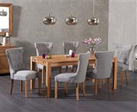 Thetford 150cm Oak Dining Table with 6 Natural Clara Chairs