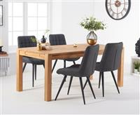 Thetford 150cm Oak Dining Table with Thetford 45cm Oak Extensions with 6 Grey Larson Chairs