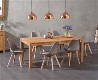 Thetford 150cm Oak Dining Table with 8 White Orson Chairs