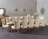 Thetford 180cm Oak Dining Table with 10 Chairs with Thetford 45cm Oak Extensions