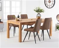 Thetford 180cm Oak Dining Table with Thetford 45cm Oak Extensions with 10 Grey Larson Chairs