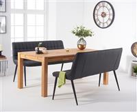 Thetford 180cm Oak Dining Table with 2 Grey Benches