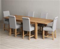 Thetford 150cm Oak Dining Table with Thetford 45cm Oak Extensions with 6 Brown Scroll Back Chairs