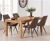 Thetford 120cm Oak Table With 4 Brown Brody Chairs With 4 Brown