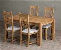 Thetford 150cm Oak Dining Table with 6 Brown Natural Solid Oak Chairs