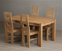 Thetford 150cm Oak Dining Table with 6 Brown Natural Chairs