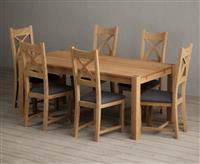 Thetford 180cm Oak Dining Table with 6 Brown Natural Solid Oak Chairs