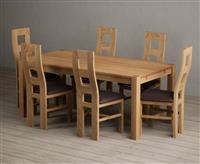 Thetford 180cm Oak Dining Table with 6 Brown Natural Chairs