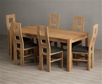 Thetford 180cm Oak Dining Table with 6 Black Natural Solid Oak Chairs