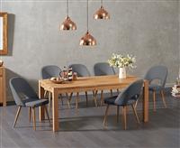 Thetford 180cm Oak Dining Table with 8 Grey Hudson Chairs