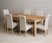 Thetford 180cm Oak Dining Table with 6 Blue Scroll Back Chairs