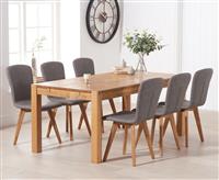 Verona 150cm Oak Table With 4 Grey Ruben Faux Leather Chairs