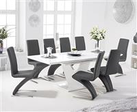 Extending Vittorio 160cm White High Gloss Dining Table with 8 Chairs