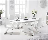 Extending Vittorio 160cm White High Gloss Dining Table with 6 Chairs
