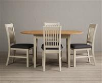 Extending Warwick Oak and Cream Painted Dining Table with 4 Brown Warwick Chairs