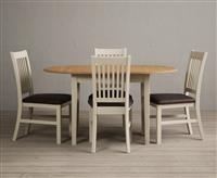 Extending Warwick Oak and Cream Painted Dining Table with 4 Linen Warwick Chairs