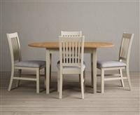Extending Warwick Oak and Cream Painted Dining Table with 4 Brown Warwick Chairs