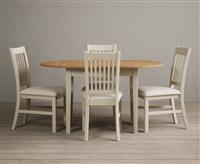 Extending Warwick Oak and Cream Painted Dining Table with 4 Blue Warwick Chairs