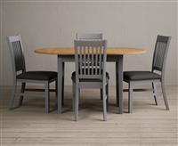 Warwick Oak and Light Grey Painted Extending Dining Table With 4 Charcoal Grey Warwick Chairs