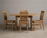 Extending Warwick Solid Oak Dining Table with 4 Blue Warwick Chairs