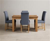 Extending Yateley 130cm Solid Oak Dining Table with 4 Charcoal Grey Scroll Back Chairs