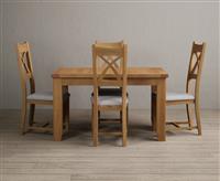 Extending Yateley 130cm Solid Oak Dining Table with 4 Brown Natural Solid Oak Chairs
