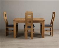 Extending Yateley 130cm Solid Oak Dining Table with 4 Oak Natural Chairs