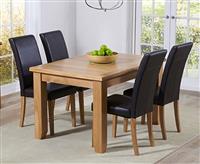 Extending Yateley 130cm Oak Dining Table With 6 Black Olivia Chairs