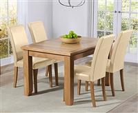Extending Yateley 130cm Oak Dining Table With 6 Cream Olivia Chairs