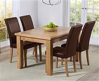 Extending Yateley 130cm Oak Dining Table With 6 Brown Olivia Chairs