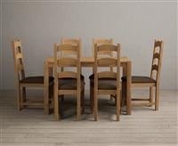 York 120cm Solid Oak Dining Table with 6 Brown Alton Chairs