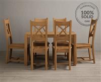 York 120cm Solid Oak Dining Table with 6 Oak Natural Chairs