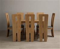 York 120cm Solid Oak Dining Table with 6 Brown Lucca Chairs