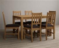 York 120cm Solid Oak Dining Table with 6 Charcoal Grey York Chairs