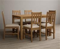 York 120cm Solid Oak Dining Table with 6 Light Grey York Chairs