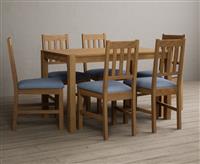 York 120cm Solid Oak Dining Table with 6 Linen York Chairs