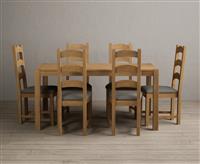 York 150cm Solid Oak Dining Table with 8 Grey Alton Chairs