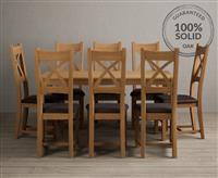 York 150cm Solid Oak Dining Table with 6 Brown Natural Solid Oak Chairs