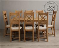 York 150cm Solid Oak Dining Table with 6 Linen Natural Solid Oak Chairs