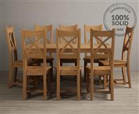 York 150cm Solid Oak Dining Table with 8 Oak Natural Chairs