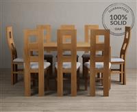 York 150cm Solid Oak Dining Table with 6 Light Grey Natural Chairs