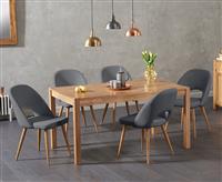 York 150cm Solid Oak Dining Table with 6 Grey Hudson Chairs